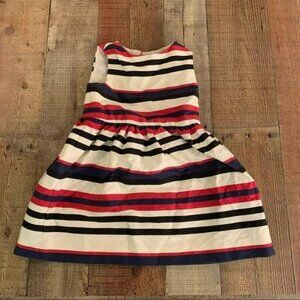 Crewcuts girls size 4 cream Red Blue Striped Sleeveless Dress
